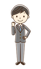 男子学生　ガッツポーズ