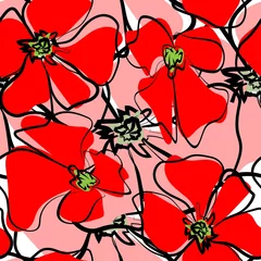 Printed kitchen splashbacks Poppies Colorful hand drawn poppies, flowers seamless pattern.