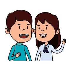 Fototapeta premium happy little students couple characters
