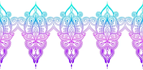 Fototapeten indisches nahtloses Paisley-Muster, Henna-Mehndi-Design © Kara-Kotsya