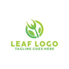 Leaf Logo For Organic Design With Flat Green Style Color Concept. Identity Logotype. Leaf And Nature Emblem For Agribusiness. Eco Icon For Farm. Creative And Natural Plant Graphic Idea.