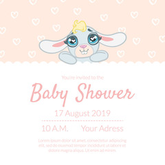 Cute Baby Shower Invitation Card Template with Place for Text Vector Illustration