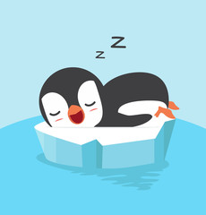 Cute penguin sleep on ice floe