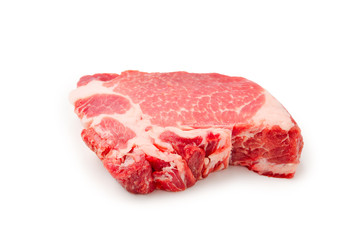 Raw pork isolated on white background.
