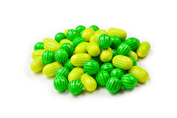 Green chewing gum isolated on white background.