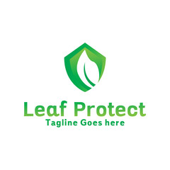 Leaf Protect Logo For Organic Design With Gradient Green Style Color Concept. Identity Logotype. Leaf And Nature Emblem For Business. Eco Icon For Agribusiness. Creative And Natural Graphic Idea.