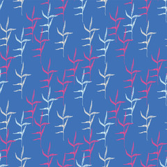 Traditional Japanese surface design. Vector hand drawn seamless pattern, floral illustration.