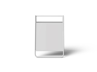 Outdoor portable metal no parking sign stand, blank metallic outdoor advertising stand mock up, clear street signage board mock up, 3d illustration