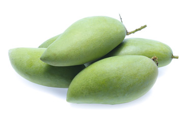 green mango on white background