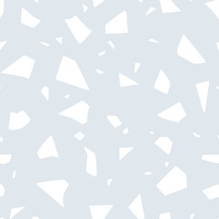 Terrazzo flooring effect, abstract seamless pattern. Vector paper cut handcrafted pastel texture.