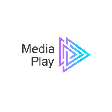 Media play vector logo design template. 