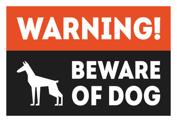 Obraz premium Beware of Dog Red and Black Warning Sign Vector Illustration