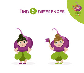 Find Differences, Educational Game for Kids Vector Illustration