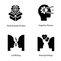 Inspiration and Brain Glyph Icons