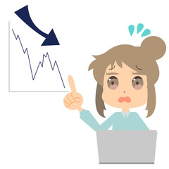 業績低下に焦る女性のイラスト