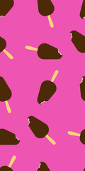 Vector seamless summer pattern with chocolate icecream