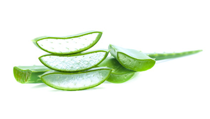 Slice Aloe Vera isolated on white background