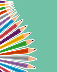 set of colors pencils school - obrazy, fototapety, plakaty
