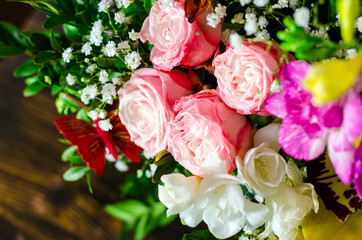 Bouquet of fresh spring flowers close up