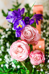 Bouquet of fresh spring flowers close up