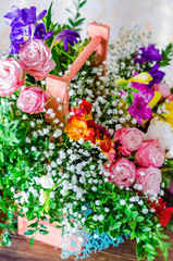 Bouquet of fresh spring flowers close up