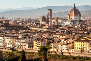 Fototapeta na wymiar Panorama at Santa Maria del Fiore in Florence