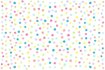 Abstract white background with multicolor polka dots. Raster graphics.