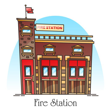 Building for fireman, fire station facade