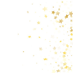 Flying gold star sparkle vector with white background.