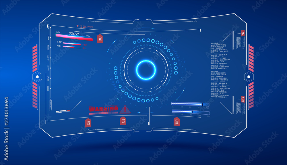 Poster virtual reality. futuristic vr head-up display design. hud display. digital user interface screen. f