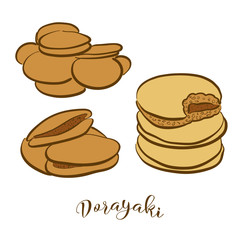 Colored sketches of Dorayaki bread