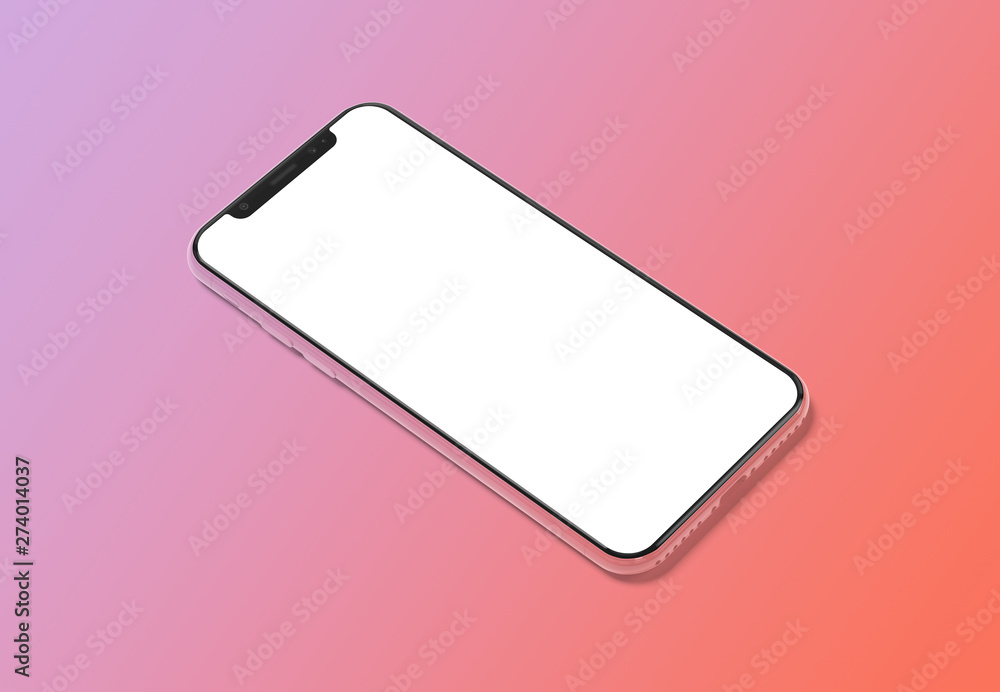 Poster Modern smartphone mockup on gradient background 3D rendering