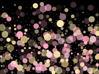 Pink gold confetti circle decoration for New Year card background. 