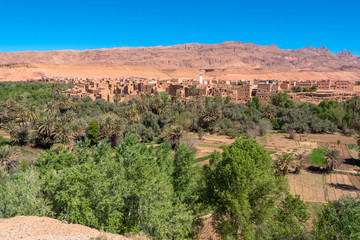 Tinghir, Morocco. General view of the town near the Toudgha Gorges