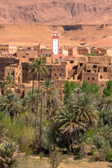 Fototapeta na wymiar Tinghir, Morocco. General view of the town near the Toudgha Gorges