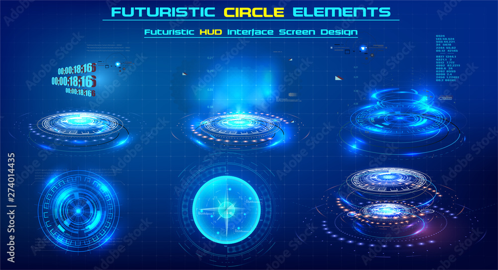 Poster elements sci-fi modern circle for graphic motion. futuristic technology circle shapes hud elements. 