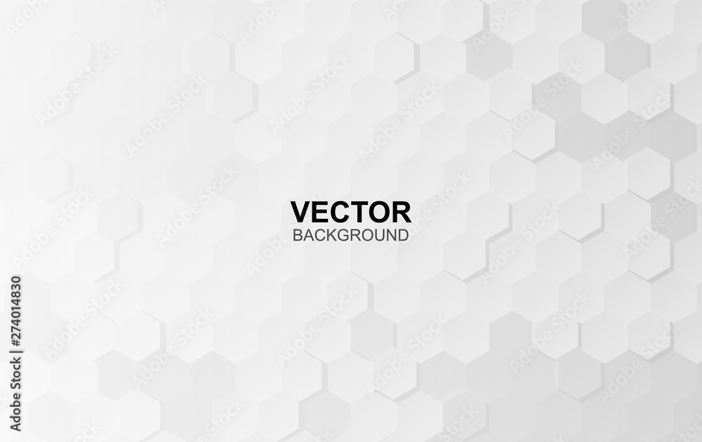 Wall mural abstract white background of embossed surface hexagon,honeycomb modern pattern concept, creative lig