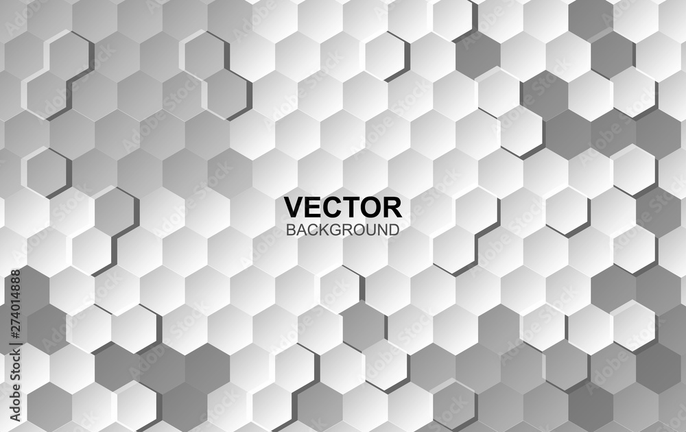 Wall mural abstract white background of embossed surface hexagon,honeycomb modern pattern concept, creative lig