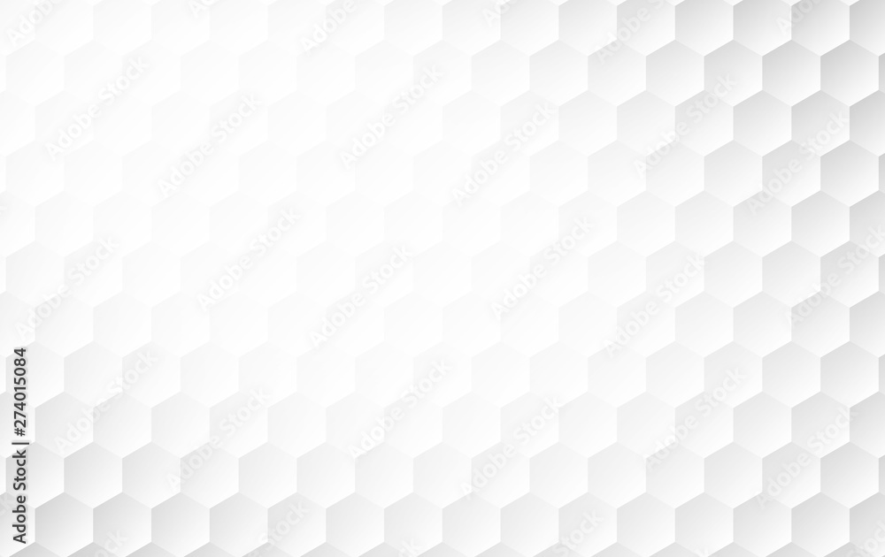 Wall mural abstract white background of embossed surface hexagon,honeycomb modern pattern concept, creative lig