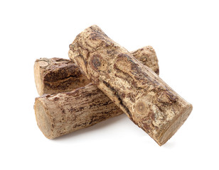 Thanaka wood on white background