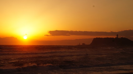 江の島の夕日