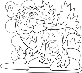 Obraz premium cartoon prehistoric dinosaur baryonyx, coloring book, funny illustration