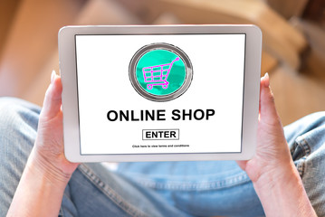 Online shop concept on a tablet