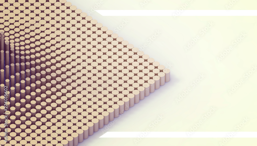 Poster technology and connect - geometric cylindrical shape that is arranged in a modern style in a yellow 