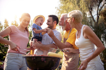 Family having a barbecue party