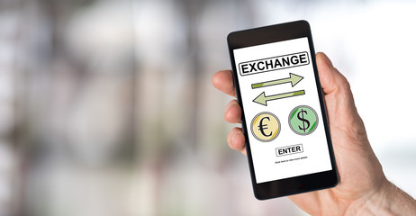 Exchange concept on a smartphone