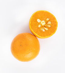 Farm fresh orange on white background