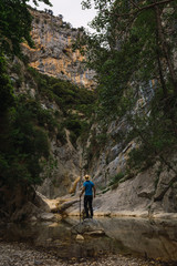 Obraz premium Man contemplating the greatness of the forest