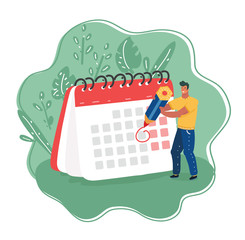 Man with pencil and calendar.