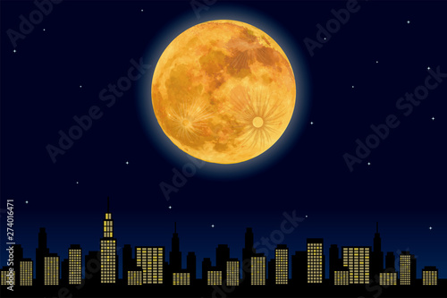 都市の夜景とスーパームーン 満月 のイラスト Super Moon ベクターデータ 背景イラスト Wall Mural Globeds 都市の夜景とスーパームーン 満月 のイラスト Super Moon ベクターデータ 背景イラスト Wall Mural Globeds